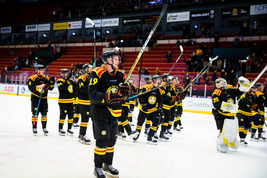 Brynäs spelare jublar och tackar publiken