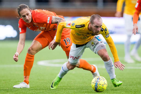 AFC Eskilstunas Felix Michel och Falkenbergs Christoffer