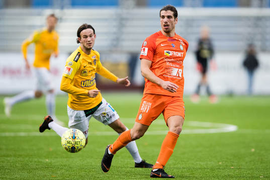 Falkenbergs Robin Östlind och AFC Eskilstunas Christian