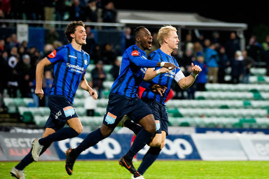 Franck Boli of Stabæk celebrates the 1-0 goal with his