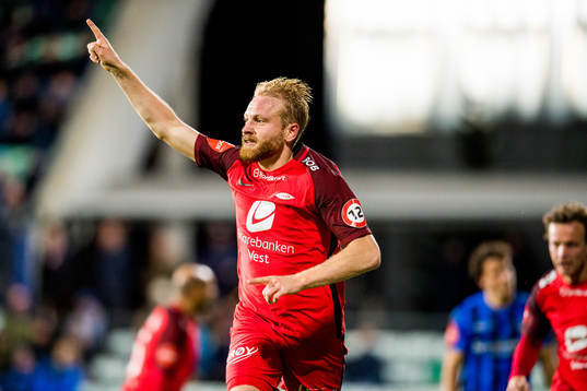 Henrik Kjelsrud Johansen of Brann celebrates the 1-1 goal