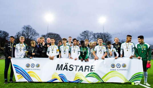 Hammarby vinner SM-Guld, här med mästarbanderollen