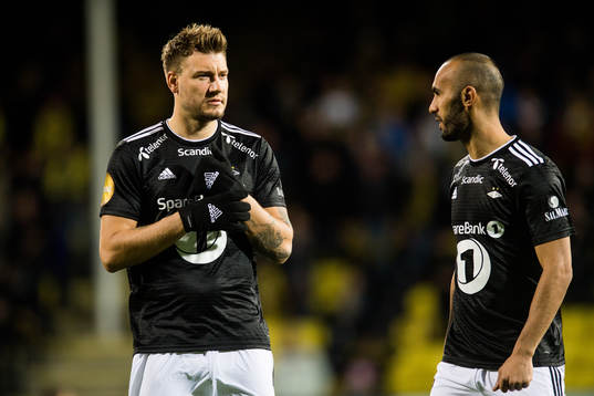 1 Nicklas Bendtner and Issam Jebali of Rosenborg