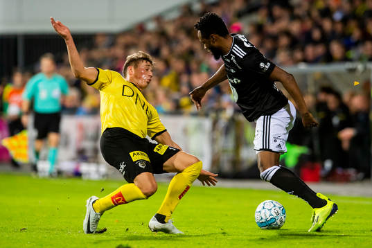 Fredrik Krogstad of Lillestrøm and Samuel Adegbenro of