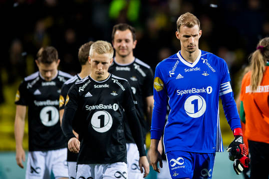 Birger Meling and goalkeeper André Hansen of Rosenborg