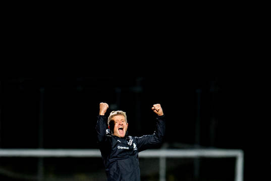 Lars Arne Nilsen, head coach of Brann, celebrates at the