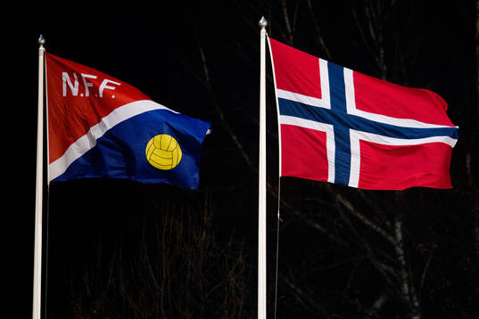 The flags of the Norwegian Football Association (NFF) and