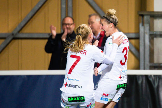 Rosengårds Ebba Wieder och Anja Mittag jublar