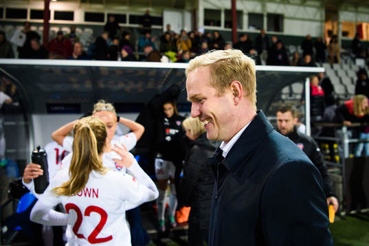 Rosengårds tränare Jonas Eidevall jublar