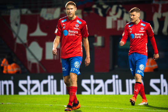Helsingborgs Markus Holgersson och Andri Runar Bjarnasond