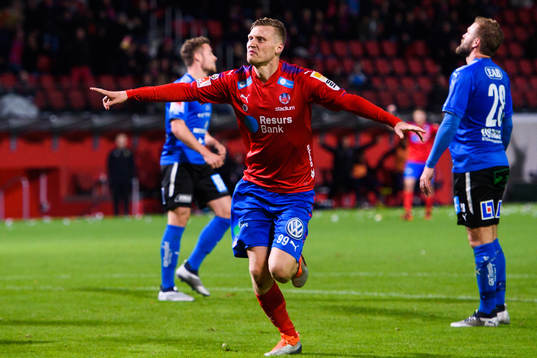 Helsingborgs Andri Runar Bjarnason jublar