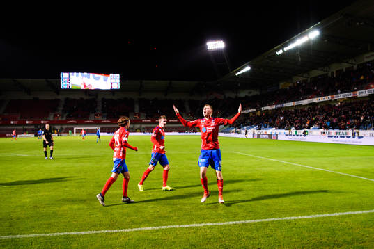 Helsingborgs Andri Runar Bjarnason jublar
