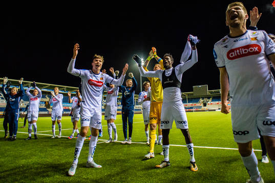 Sondre Flem Bjørshol and Usman Sani Sale Hassan celebrates