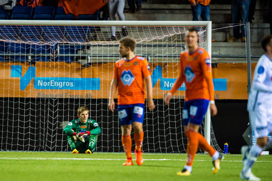 Andreas Lie of Aalesund looks dejected