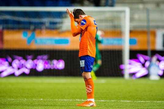 Sondre Brunstad Fet of Aalesund looks dejected