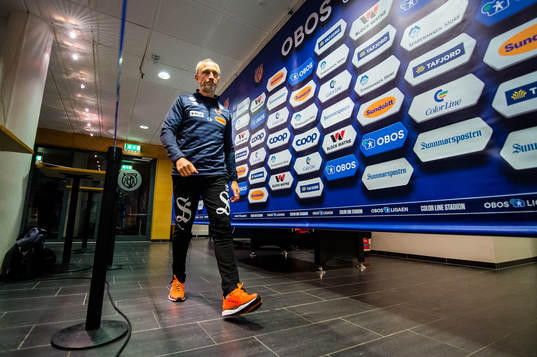 Lars Bohinen, head coach of Aalesund,  looks dejected when