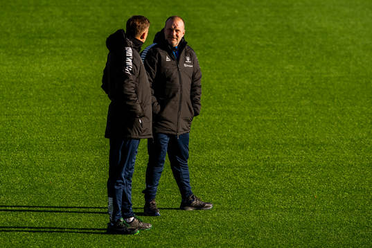 Tom Freddy Aune, assistant coach of Sarpsborg 08, and Geir
