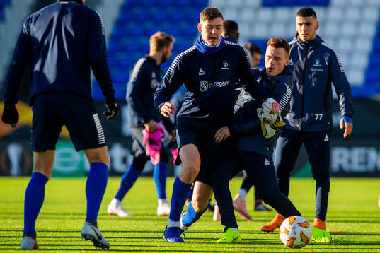 Jørgen Strand Larsen and Tobias Heintz of Sarpsborg 08