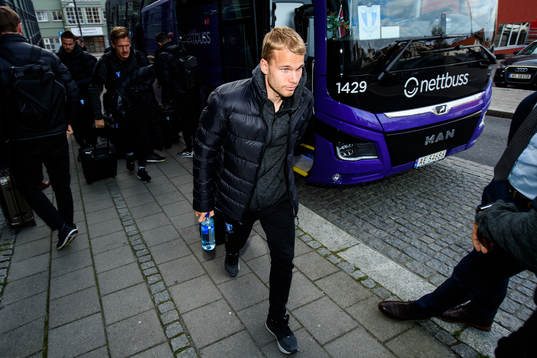 Oscar Lewicki of Malmö FF arrives at the hotel