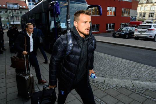 Eric Larsson of Malmö FF arrives at the hotel