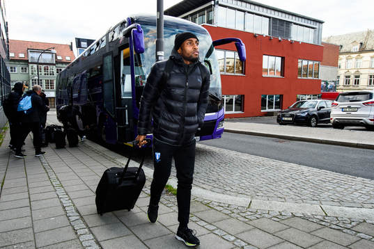 Fouad Bachirou of Malmö FF arrives at the hotel