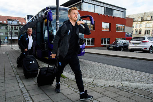 Anders Christiansen of Malmö FF arrives at the hotel