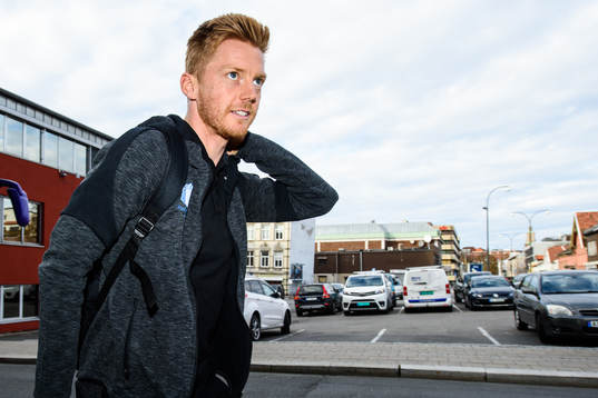 Anders Christiansen of Malmö FF arrives at the hotel