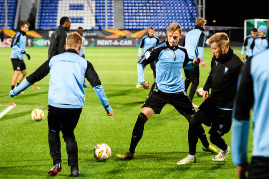 Sören Rieks and Rasmus Bengtsson of Malmö FF