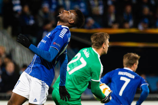 Rashad Muhammed of Sarpsborg 08 looks dejected
