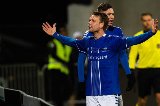 Ole Jørgen Halvorsen of Sarpsborg 08 celebrates