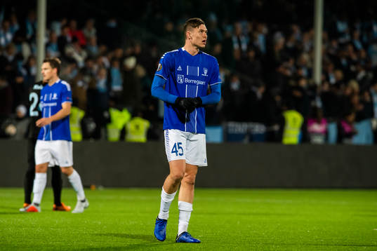 Jørgen Strand Larsen of Sarpsborg 08 looks dejected