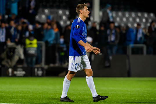 Kristoffer Zachariassen of Sarpsborg 08 looks dejected