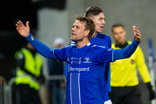Ole Jørgen Halvorsen of Sarpsborg 08 celebrates with his