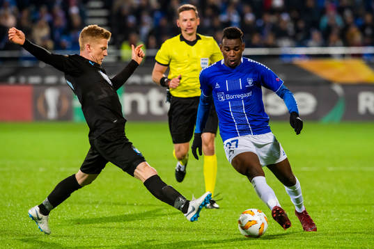 Anders Christiansen of Malmö FF and Rashad Muhammed of