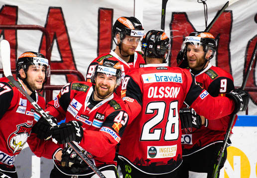 Malmö Redhawks spelare jublar
