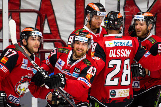 Malmö Redhawks Nichlas Hardt, Konstantin Komarek och Jens