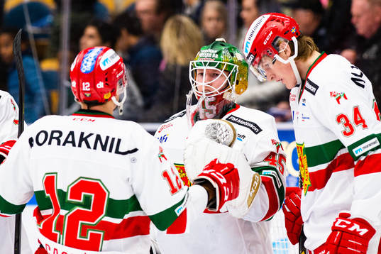 Moras målvakt Christian Engstrand jublar
