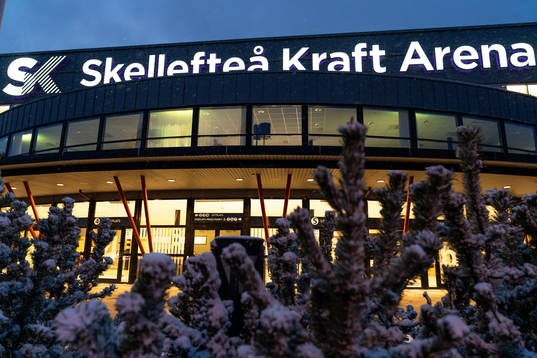 Skellefteås Kraft Arena exteriört före ishockeymatchen i