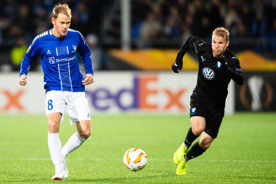 Matti Lund Nielsen of Sarpsborg 08 and Oscar Lewicki of