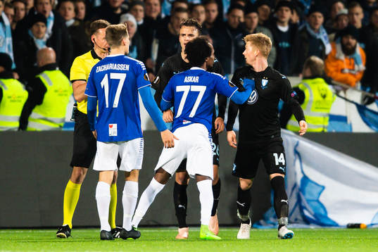 Sarpsborg 08 Amin Askar of Sarpsborg 08 and Anders
