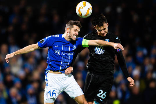 Joachim Thomassen of Sarpsborg 08 and Andreas Vindheim of