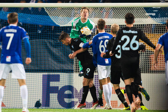Goalkeeper Johan Dahlin and Markus Rosenberg 0f Malmö FF
