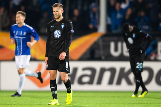 Arnór Ingvi Traustason of Malmö FF looks dejected