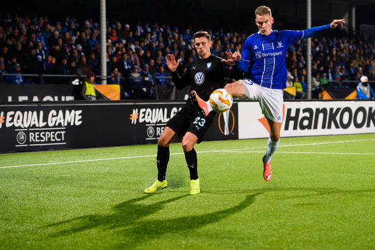 Marcus Antonsson of Malmö FF and Jon-Helge Tveita of