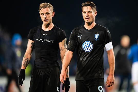 Sören Rieks and Markus Rosenberg Malmö FF looks dejected