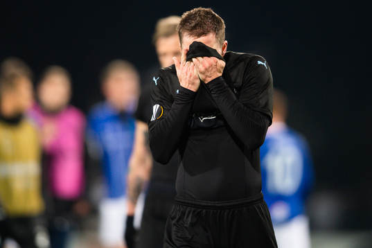 Lasse Nielsen of Malmö FF looks dejected