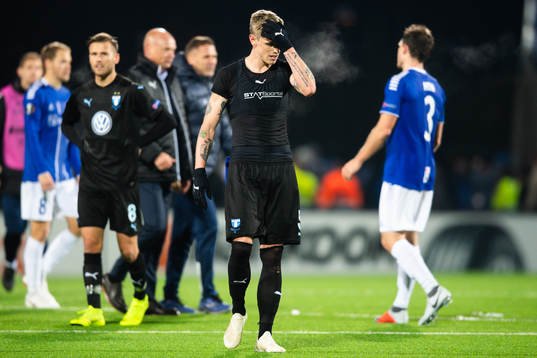 Sören Rieks of Malmö FF looks dejected