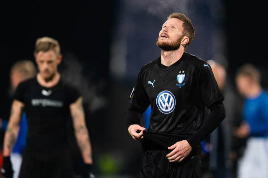 Lasse Nielsen of Malmö FF looks dejected