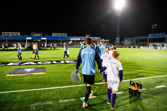 The players of Malmö FF enter the pitch prior the Europa