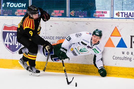 Brynäs Niclas Andersén har omkull Färjestads Gustav